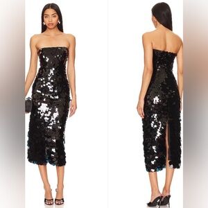 NBD Strapless Sequin Dress - Black and Blue